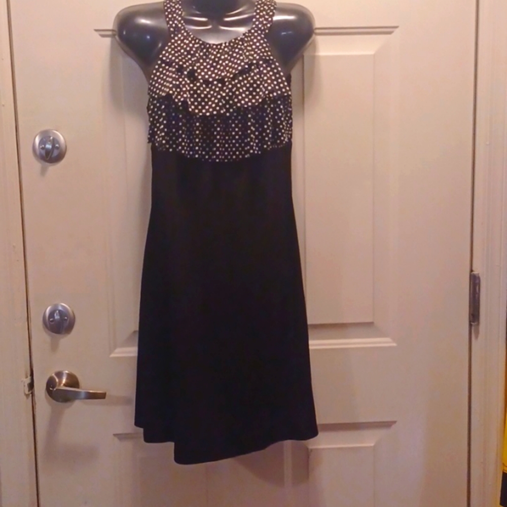 En Focus Studio Black Dress, Size 6 , polka-dot